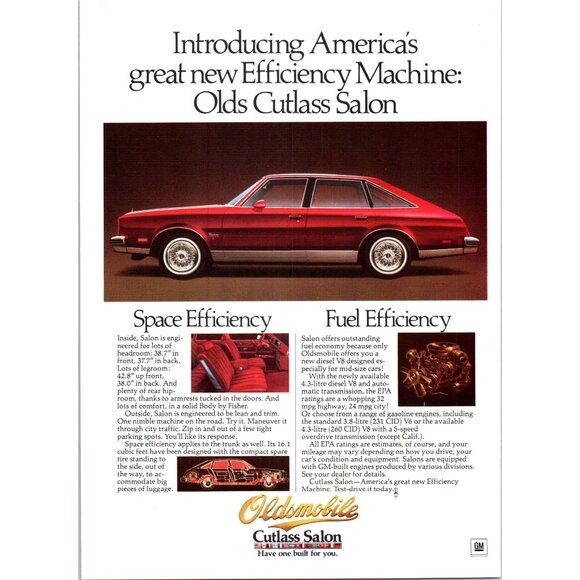 1979 Oldsmobile Cutlass Salon 5 Door Hatchback Vintage Print Ad 70s Wall Art - Picture 1 of 2
